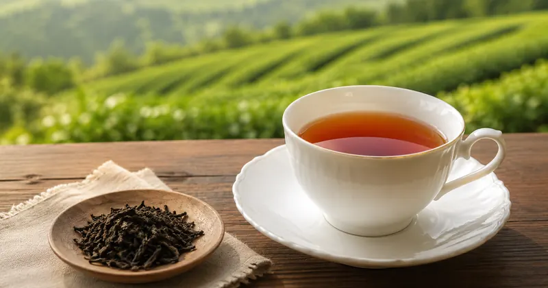 茶畑を背にした和紅茶