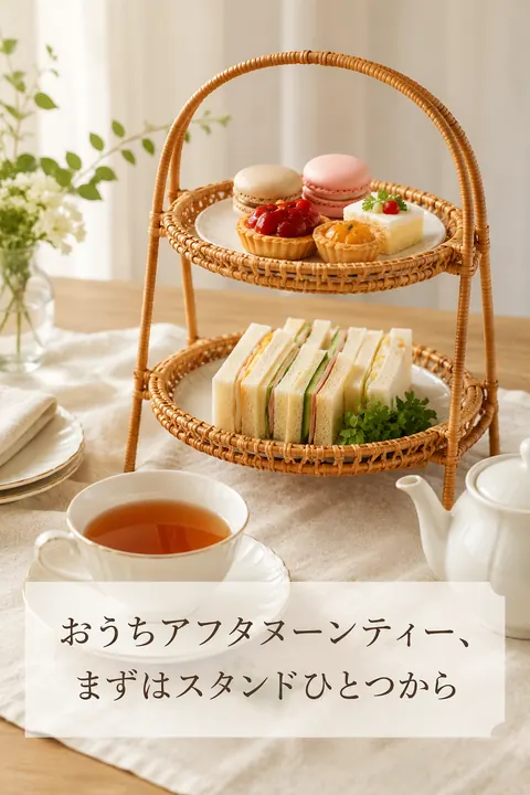 ピン画像「おうちアフタヌーンティー、まずはスタンドひとつから」